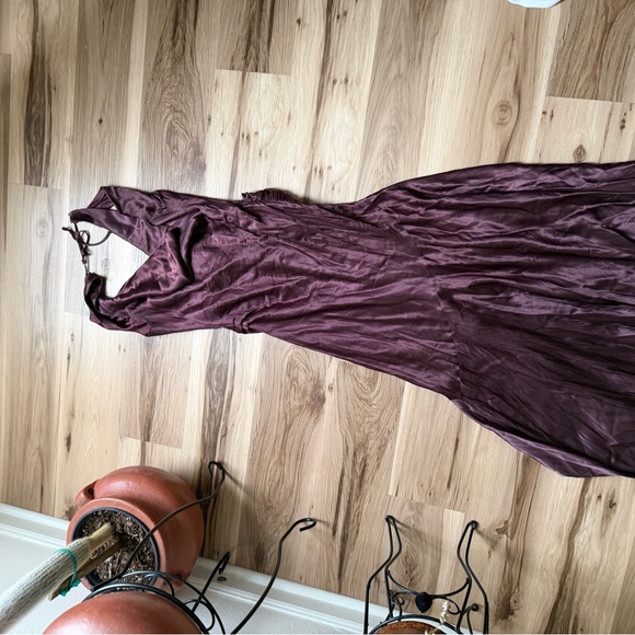 Meshki Deep Brown Satin Maxi Dress - Picture 7 of 12